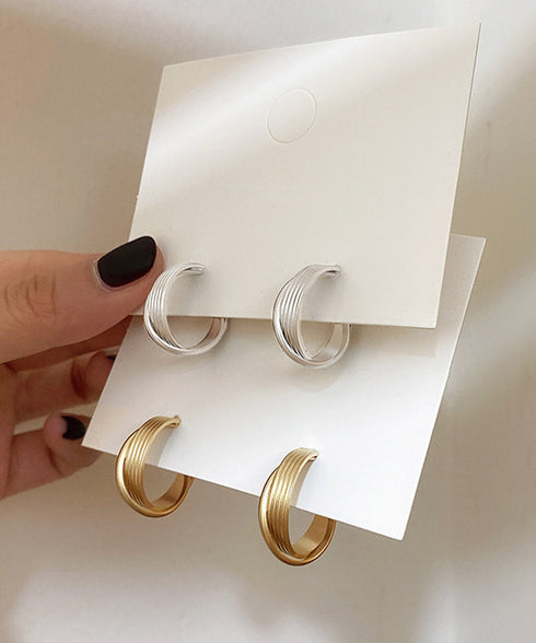 フープピアス C型スタッドピアス 両耳用 ミニマルピアス レディース アクセサリー プチプラ 大人上品ピアス シルバー お洒落 軽いピアス シンプル耳飾り 韓国風 89NAIMI-001