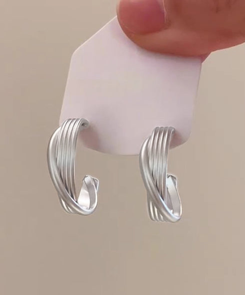 フープピアス C型スタッドピアス 両耳用 ミニマルピアス レディース アクセサリー プチプラ 大人上品ピアス シルバー お洒落 軽いピアス シンプル耳飾り 韓国風 89NAIMI-001