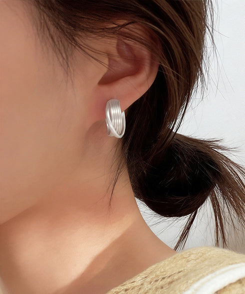 フープピアス C型スタッドピアス 両耳用 ミニマルピアス レディース アクセサリー プチプラ 大人上品ピアス シルバー お洒落 軽いピアス シンプル耳飾り 韓国風 89NAIMI-001