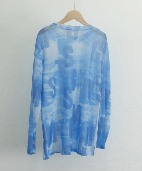 シアートップス 長袖レディースカットソー ムラ染めTシャツ 透け感 プルオーバー 英文字ロゴトップス 重ね着 セクシー 肌見せ クルーネックtシャツ 日焼け対策 89NUOYI-001