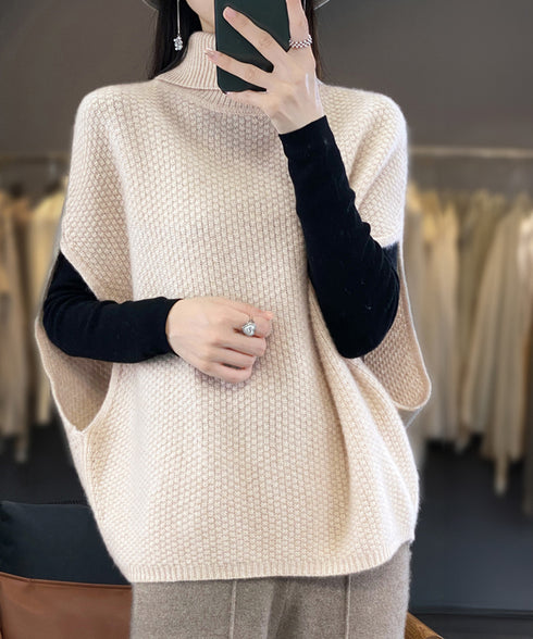 ニットベスト ジレ タートルネック重ね着 ニットトップス ノースリーブ 体型カバー ハイネックニット ゆったり レイヤード ニットジレ 重ね着ニットカットソー 89QIU-001