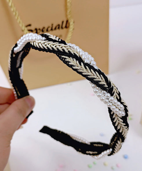 パールカチューシャ 三つ編み ヘアバンド ヘアアレンジグッズ 大人フェミニン髪留め レディース 韓国風ヘアアクセサリー洗顔 痛くない髪飾り 細め おしゃれヘア小物 89QLANG-005