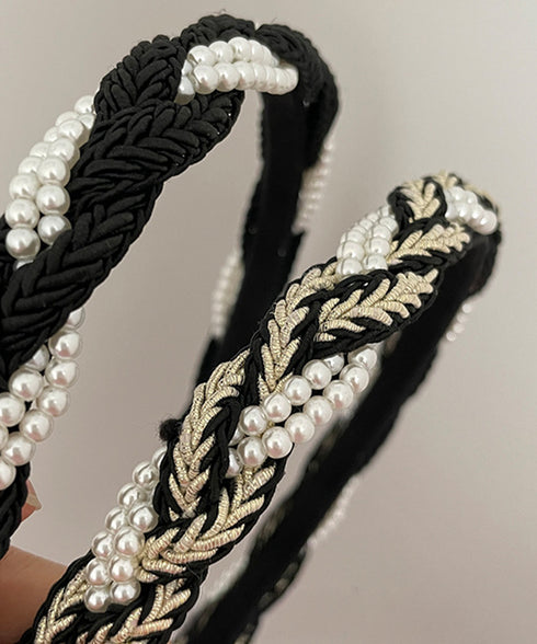 パールカチューシャ 三つ編み ヘアバンド ヘアアレンジグッズ 大人フェミニン髪留め レディース 韓国風ヘアアクセサリー洗顔 痛くない髪飾り 細め おしゃれヘア小物 89QLANG-005