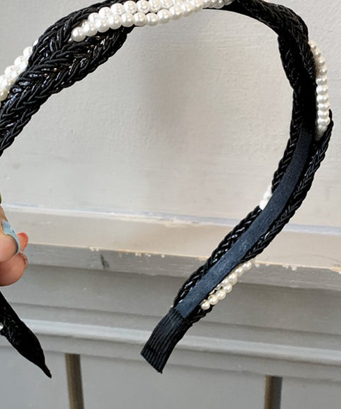 パールカチューシャ 三つ編み ヘアバンド ヘアアレンジグッズ 大人フェミニン髪留め レディース 韓国風ヘアアクセサリー洗顔 痛くない髪飾り 細め おしゃれヘア小物 89QLANG-005