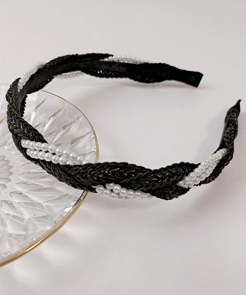 パールカチューシャ 三つ編み ヘアバンド ヘアアレンジグッズ 大人フェミニン髪留め レディース 韓国風ヘアアクセサリー洗顔 痛くない髪飾り 細め おしゃれヘア小物 89QLANG-005