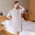 Tシャツワンピース ルームウェア ワンピ tシャツパジャマ 薄手 部屋着 細めリブ 半袖 トップス スリット入り 体型カバー レディース 涼しげ リラックス 89TENG-006