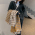 大判ストール千鳥柄マフラー リバーシブル レディース ボリューム感 ふんわり防寒保温 ネックウォーマー フリンジ オルチャン ショール プチプラ 暖かい 通勤通学 89WEICH-003