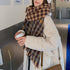 大判ストール千鳥柄マフラー リバーシブル レディース ボリューム感 ふんわり防寒保温 ネックウォーマー フリンジ オルチャン ショール プチプラ 暖かい 通勤通学 89WEICH-003