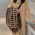 大判ストール千鳥柄マフラー リバーシブル レディース ボリューム感 ふんわり防寒保温 ネックウォーマー フリンジ オルチャン ショール プチプラ 暖かい 通勤通学 89WEICH-003