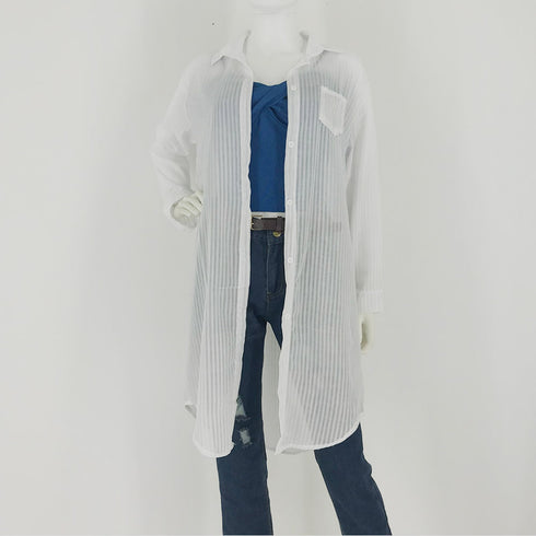 UVケアカーディガン 薄手 UVケアカーディガン 薄手 ロングシャツ ボタン付き レディース シャツワンピース 89WENWEN-001