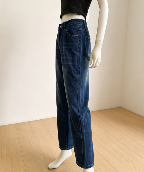 ハイウエストデニムパンツ ジーンズ 美脚 レディース 体型カバーパンツ 着やせ 韓国風 ジーパン 春夏秋冬 通学 ロングズボン 細見え オシャレパンツ シルエット 89WJIANG-001