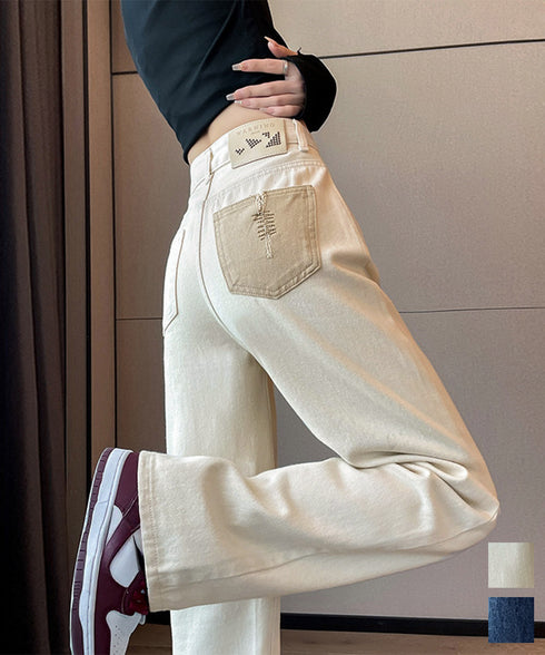 ハイウエストデニムパンツ ジーンズ 美脚 レディース 体型カバーパンツ 着やせ 韓国風 ジーパン 春夏秋冬 通学 ロングズボン 細見え オシャレパンツ シルエット 89WJIANG-001