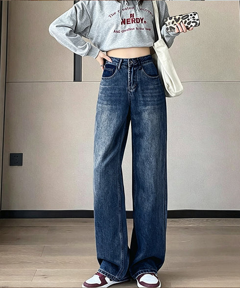 ハイウエストデニムパンツ ジーンズ 美脚 レディース 体型カバーパンツ 着やせ 韓国風 ジーパン 春夏秋冬 通学 ロングズボン 細見え オシャレパンツ シルエット 89WJIANG-001