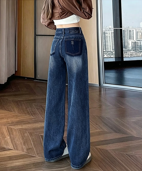 ハイウエストデニムパンツ ジーンズ 美脚 レディース 体型カバーパンツ 着やせ 韓国風 ジーパン 春夏秋冬 通学 ロングズボン 細見え オシャレパンツ シルエット 89WJIANG-001