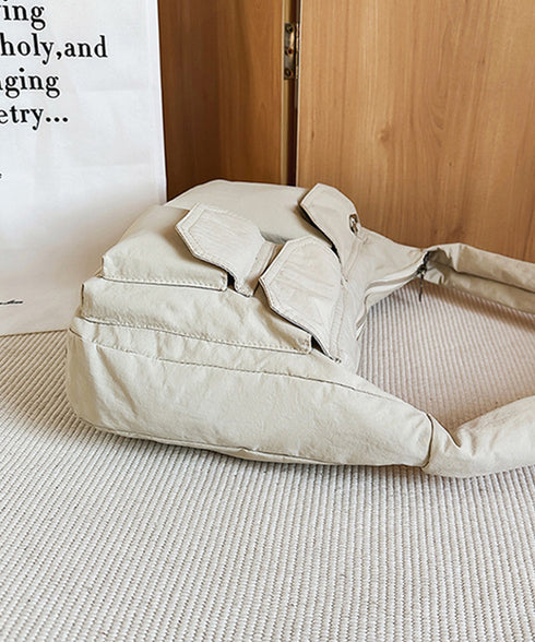 ショルダーバッグ 肩掛けナイロン鞄 軽量 ワンショルダートートバッグ ポケット付き レディース かばん ベーシック 通学通勤カバン カジュアル 多収納手提げ鞄 黒 89XFENG-067