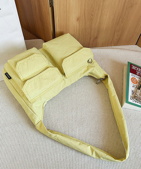 ショルダーバッグ 肩掛けナイロン鞄 軽量 ワンショルダートートバッグ ポケット付き レディース かばん ベーシック 通学通勤カバン カジュアル 多収納手提げ鞄 黒 89XFENG-067