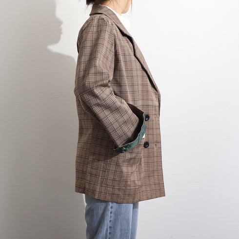 テーラードジャケット チェック柄春秋冬 レディース 韓国風 アウター カジュアル テイスト 体型カバー ブルゾン シンプル シーズンムード オフィスカジュアル 89XINYU-001