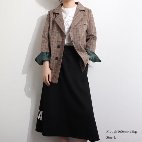 テーラードジャケット チェック柄春秋冬 レディース 韓国風 アウター カジュアル テイスト 体型カバー ブルゾン シンプル シーズンムード オフィスカジュアル 89XINYU-001