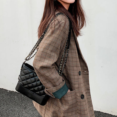 テーラードジャケット チェック柄春秋冬 レディース 韓国風 アウター カジュアル テイスト 体型カバー ブルゾン シンプル シーズンムード オフィスカジュアル 89XINYU-001