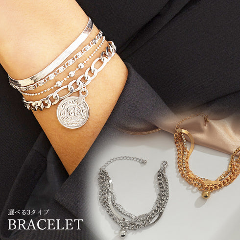 チェーンブレスレット 5連 レディース アクセサリー 可愛い アジャスター付き スター 春アクセ ゴールド プレゼント メタルモチーフ韓国ファッション 89XUER-001