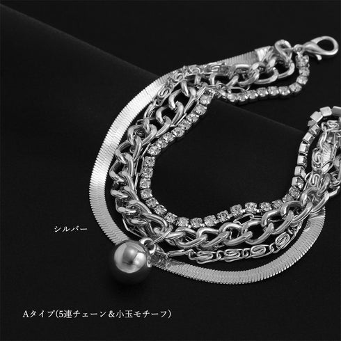 チェーンブレスレット 5連 レディース アクセサリー 可愛い アジャスター付き スター 春アクセ ゴールド プレゼント メタルモチーフ韓国ファッション 89XUER-001