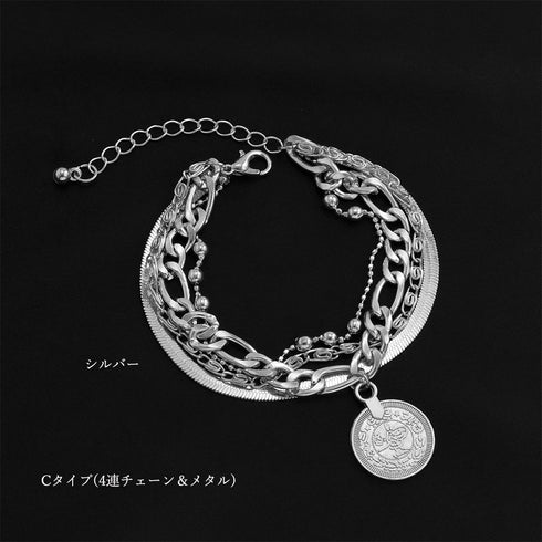 チェーンブレスレット 5連 レディース アクセサリー 可愛い アジャスター付き スター 春アクセ ゴールド プレゼント メタルモチーフ韓国ファッション 89XUER-001