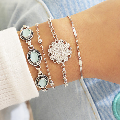 ブレスレット リゾート風 チェーン 合金 バングル 重ね付け アクセサリー レディース プチプラ ジュエリー プレゼント 韓国風 女子会 ファッション小物 人気 89XUER-005