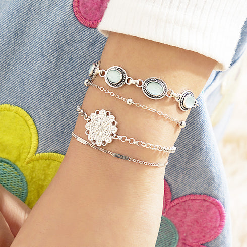 ブレスレット リゾート風 チェーン 合金 バングル 重ね付け アクセサリー レディース プチプラ ジュエリー プレゼント 韓国風 女子会 ファッション小物 人気 89XUER-005