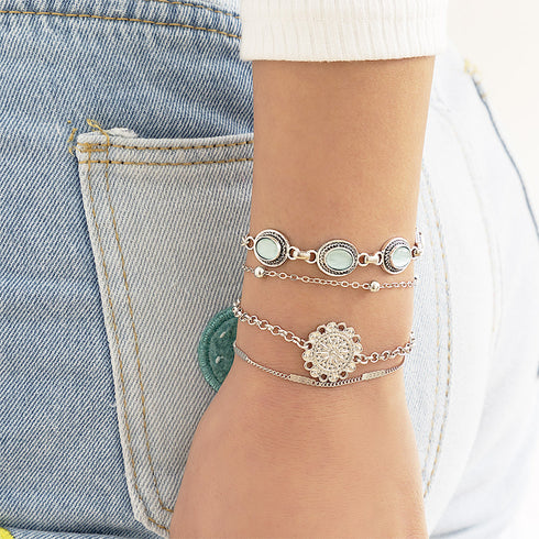 ブレスレット リゾート風 チェーン 合金 バングル 重ね付け アクセサリー レディース プチプラ ジュエリー プレゼント 韓国風 女子会 ファッション小物 人気 89XUER-005