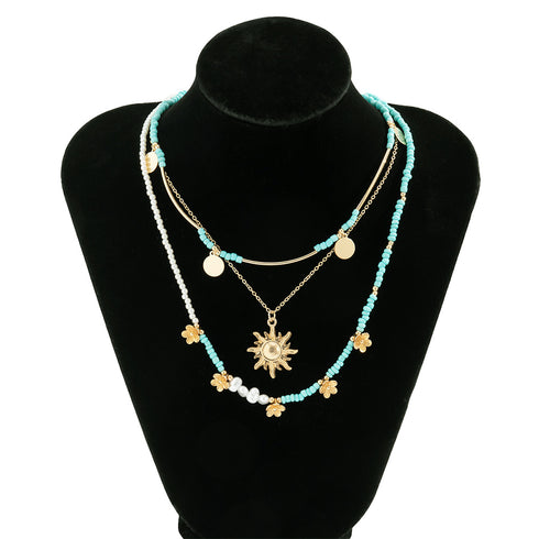 チェーンネックレス 3点セット 韓国風 ネックレス リゾート風 アクセサリー 韓国ファッション レディース デザインが異なる 組み合わせ 細めチェーン パール 89XUER-013