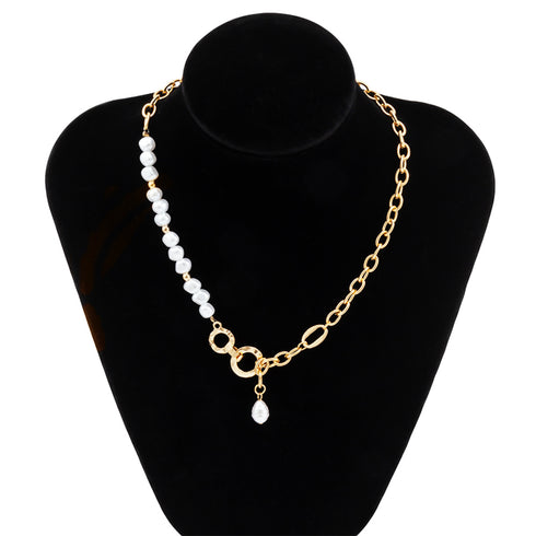 フェイクパールネックレス レディース上品 アクセサリー ネックレス 首飾り 韓国風 ファッション小物 結婚式 パーティー ジュエリー 女子会 おしゃれ太めチェーン 89XUER-015