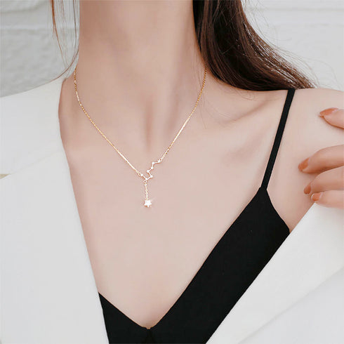 ネックレス 星モチーフ 結婚式 きらきら 北斗七星ネックレス きらきら アクセサリー ラインストーン レディース オシャレ プレゼント デート ジュエリー 89YAGE-001