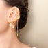 イヤーカフ付きピアス キラキラ 三日月 ロングピアス レディース 揺れるピアス 両耳用 韓国風アクセサリー チェーンピアス プチプラ イヤークリップ 星モチーフ 89YIYUAN-001