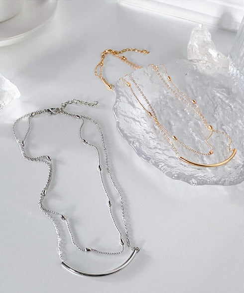 2連チェーンネックレス レディース 上品 ネックレス 韓国ファッション アクセサリー 可愛い オシャレ シンプル プチプラ 軽量 オフィスカジュアル ゴールド 89YIYUAN-002