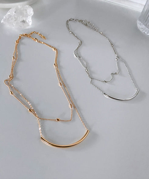 2連チェーンネックレス レディース 上品 ネックレス 韓国ファッション アクセサリー 可愛い オシャレ シンプル プチプラ 軽量 オフィスカジュアル ゴールド 89YIYUAN-002