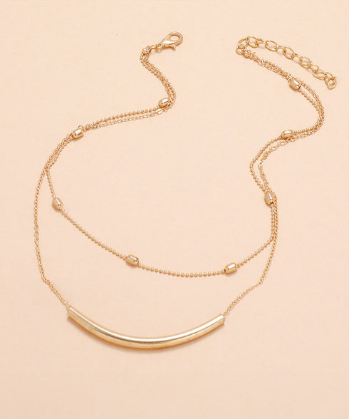 2連チェーンネックレス レディース 上品 ネックレス 韓国ファッション アクセサリー 可愛い オシャレ シンプル プチプラ 軽量 オフィスカジュアル ゴールド 89YIYUAN-002
