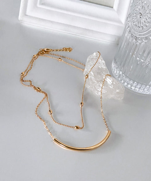 2連チェーンネックレス レディース 上品 ネックレス 韓国ファッション アクセサリー 可愛い オシャレ シンプル プチプラ 軽量 オフィスカジュアル ゴールド 89YIYUAN-002
