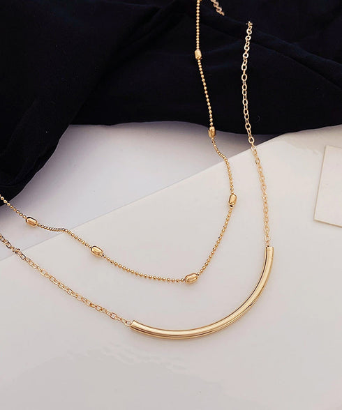 2連チェーンネックレス レディース 上品 ネックレス 韓国ファッション アクセサリー 可愛い オシャレ シンプル プチプラ 軽量 オフィスカジュアル ゴールド 89YIYUAN-002