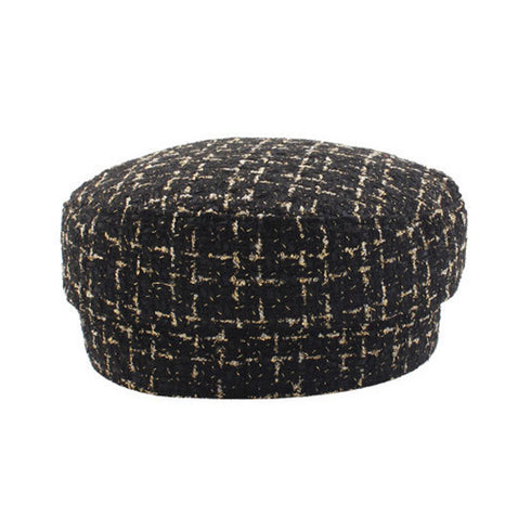 帽子 レディース キャスケット 帽子 レディース キャスケット チェック柄 おしゃれ?可愛い マリンキャップ 大人 飾りボタン 89YUEXIU-001