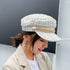帽子 レディース キャスケット 帽子 レディース キャスケット チェック柄 おしゃれ?可愛い マリンキャップ 大人 飾りボタン 89YUEXIU-001
