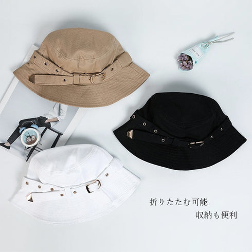 バケットハット ベルト付き 紫外線対策 帽子 ユニセックス レディース 大人 ハット uv防止 無地 メンズ おしゃれ カップル 89YUEXIU-016
