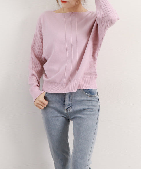 ニットトップスリブニットレディース春秋冬 セーターボートネック ドルマンニット きれいめ薄手プルオーバー 柔らかい ニットソー ベーシック着回し通勤 着やせニット 89YUNH-002