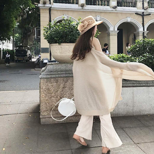 トッパーカーディガン レディース春夏薄手 ロングシアーカーディガン 長袖 ライト アウター ニット 軽い サマーニット 羽織り 無地 日よけ 冷房対策通勤オフィス 89YUNH-007