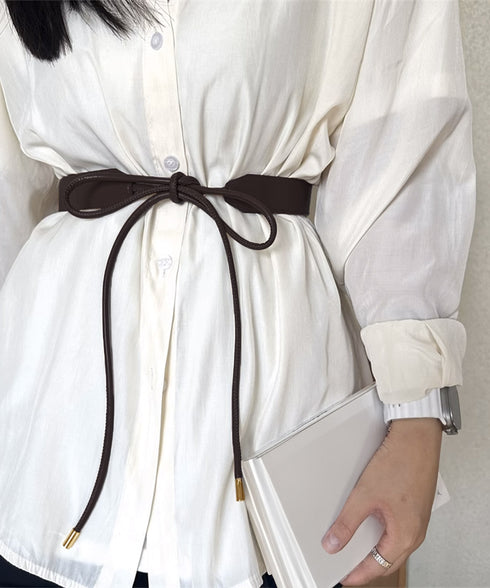 細ベルト リボン結び ウエストマーク 韓国風フェイクレザースリムベルト レディース シンプル カジュアル 大人上品 オールシーズン フリーサイズ服飾雑貨小物 89YUNTU-022