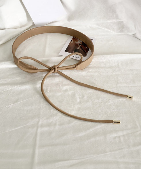 細ベルト リボン結び ウエストマーク 韓国風フェイクレザースリムベルト レディース シンプル カジュアル 大人上品 オールシーズン フリーサイズ服飾雑貨小物 89YUNTU-022