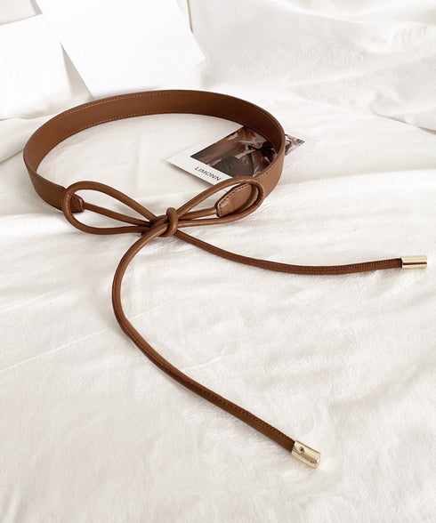 細ベルト リボン結び ウエストマーク 韓国風フェイクレザースリムベルト レディース シンプル カジュアル 大人上品 オールシーズン フリーサイズ服飾雑貨小物 89YUNTU-022