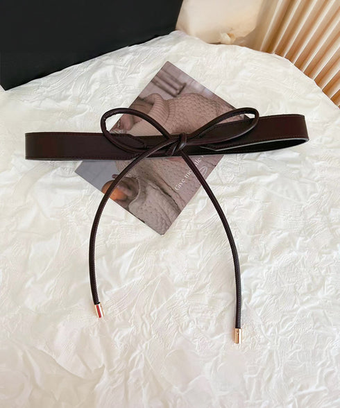 細ベルト リボン結び ウエストマーク 韓国風フェイクレザースリムベルト レディース シンプル カジュアル 大人上品 オールシーズン フリーサイズ服飾雑貨小物 89YUNTU-022