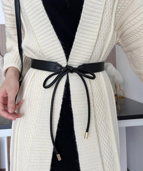 細ベルト リボン結び ウエストマーク 韓国風フェイクレザースリムベルト レディース シンプル カジュアル 大人上品 オールシーズン フリーサイズ服飾雑貨小物 89YUNTU-022