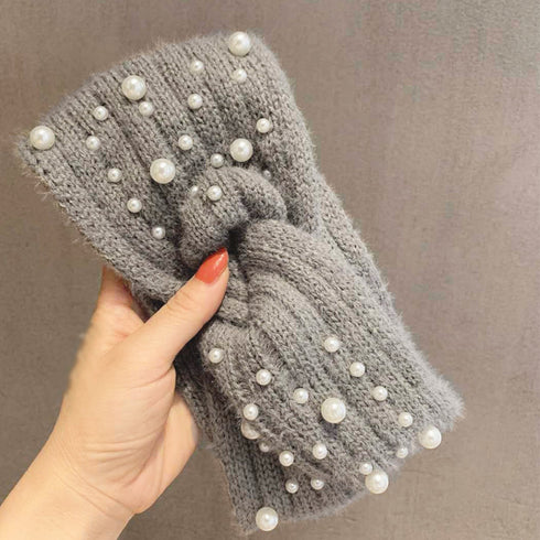 ニットヘアバンド レディース 幅広い ヘアアクセサリー 髪留め クロス ツイスト 洗顔 ボリューム感 フェイクパール アウトドアターバン リラックス 可愛い 89ZHGANG-001