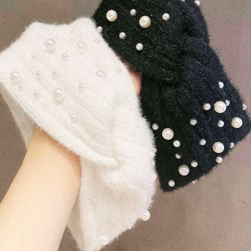 ニットヘアバンド レディース 幅広い ヘアアクセサリー 髪留め クロス ツイスト 洗顔 ボリューム感 フェイクパール アウトドアターバン リラックス 可愛い 89ZHGANG-001